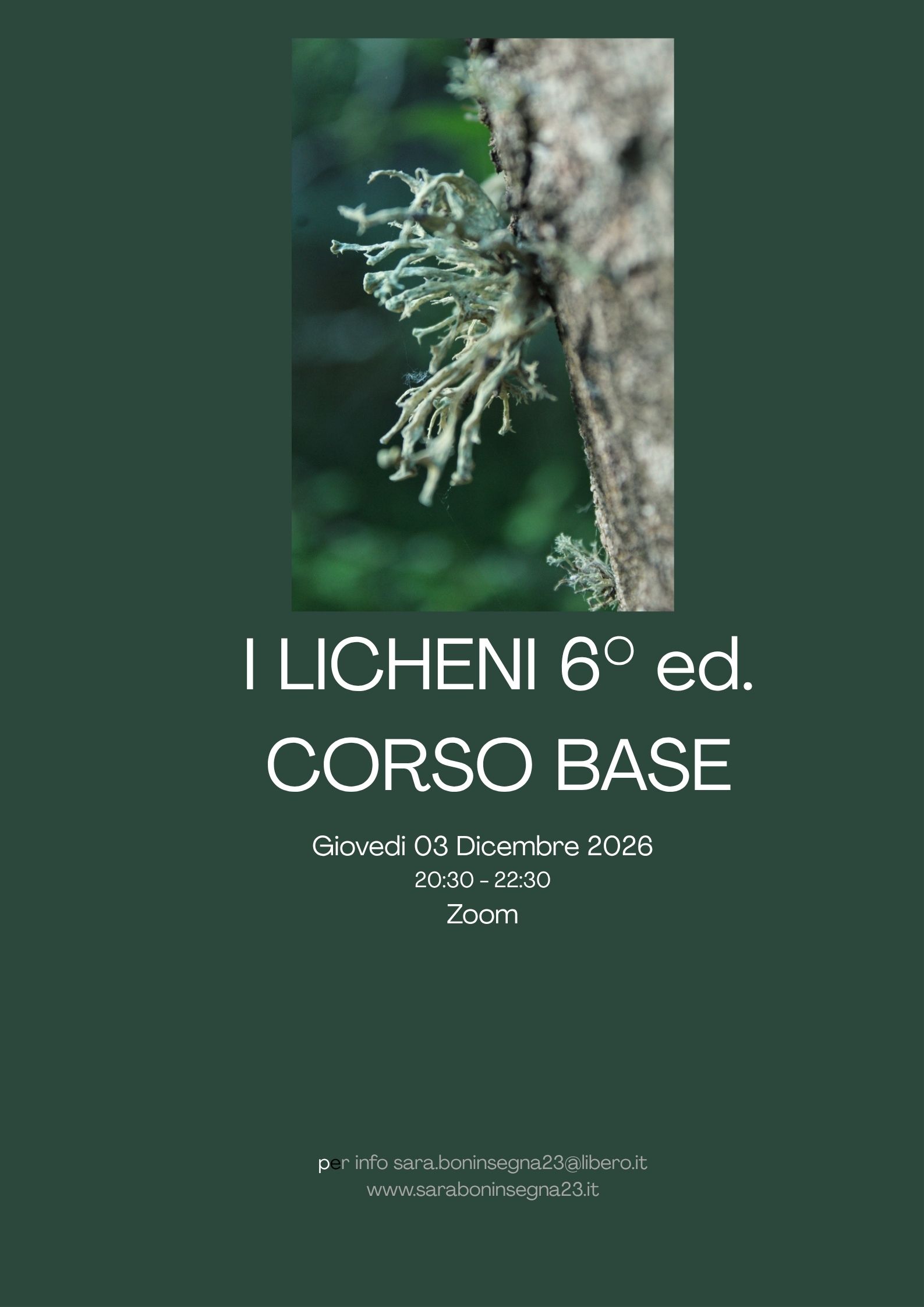 Licheni corso base 26 Le Macro Bellezze del Micro: I LICHENI VI ed. Corso Base